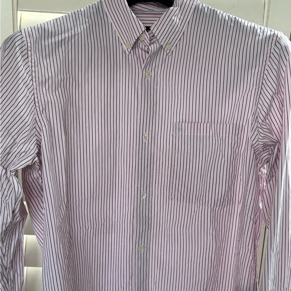 Club‎ Monaco  large Men's Button Down Shirt  pink with Black Stripes